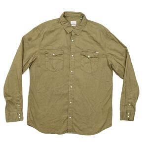 Jack & Jones Men's 2XL Green Cotton Blend Casual Shirt Slim Fit Pearl Snap